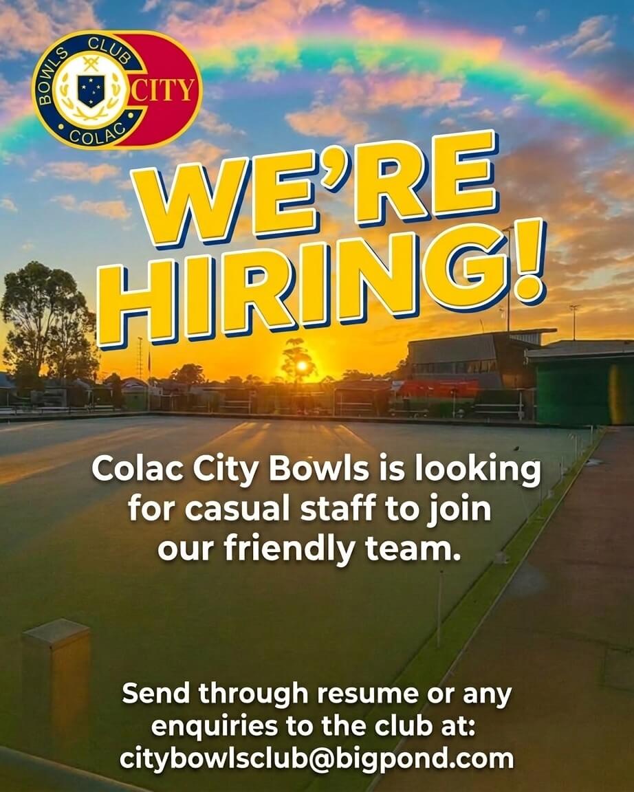 Featured image for “We’re Hiring Casual Staff at Colac City Bowls Club”
